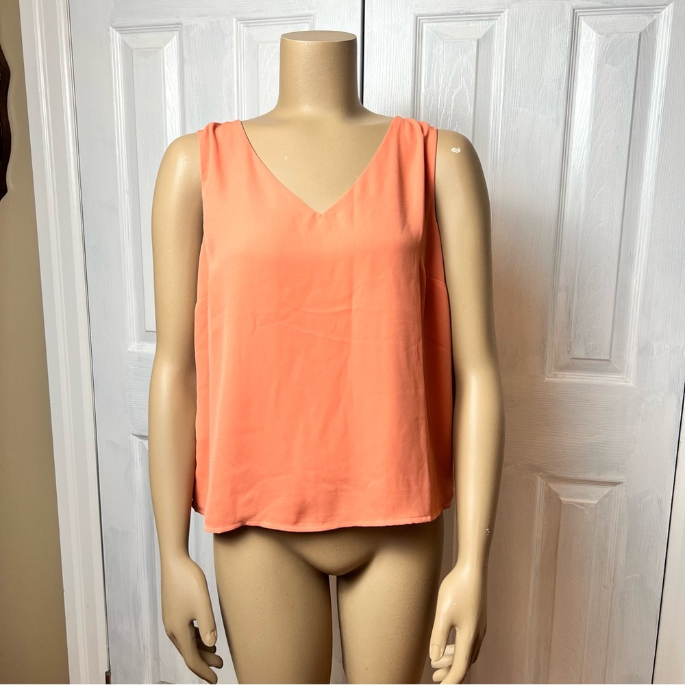 SUZY SHIER Salmon Pink Lined V Neck Flowy Sleeveless Tank Top - Size M | Office - Picture 5 of 10